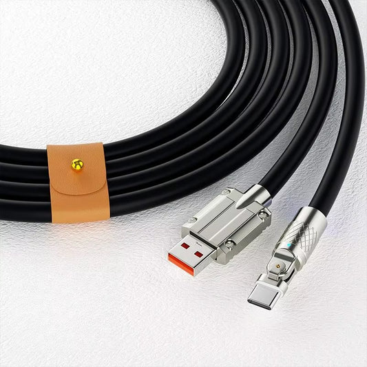 Max 120W 180° Rotation USB to Type C Charge Cable High Speed Data Transfer Wire Super Fast Charge Cord Three Colors Data Cable